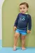 Conjunto de Camiseta e Sunga em Malha UV Dry com Proteção UV 50+ Marinho Luc.Boo