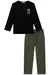 Conjunto de Camiseta em Meia Malha Preta e Calça Reta em Cotton Jeans com Elastano Verde Luc.Boo Infantil Menino - comprar online