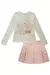 Conjunto de Blusa em Canelado e Saia em Sarja com Elastano (com Shorts Embutido) Rosa Kukiê Infantil Menina na internet