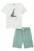 Conjunto de Camiseta em Meia Malha Navio Off White e Bermuda em Cotton Jeans com Elastano Luc.Boo Infantil Menino na internet