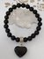 Pulseira Ônix 8mm Pingente de Coração - loja online
