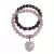 Kit Pulseira Quartzo Rosa e Ametista 8mm - Pingente de coração