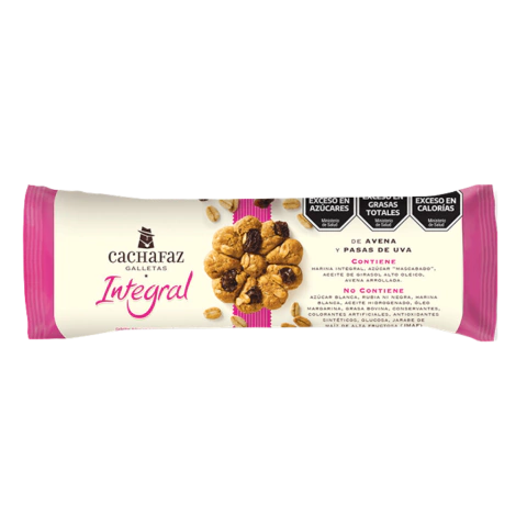 CACHAFAZ - GALLETAS INTEGRAL PASAS DE UVA (4u x 225g)