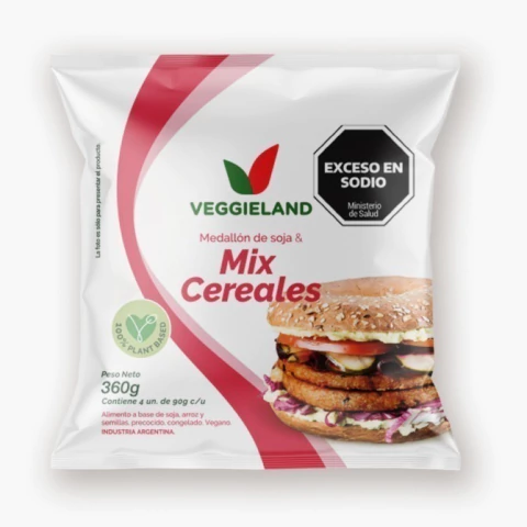 MEDALLON DE SOJA MULTICEREALES (LINO, CHIA, SESAMO Y GIRASOL) - VEGGIELAND (3u x 360GR)