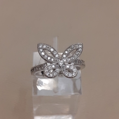 Anillo plata 925 rodinada y cubics Mariposa - comprar online