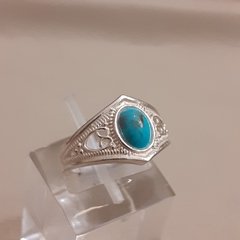 Anillo en filigrana de plata 925 y turquesa natural - Montecassiano Joyas