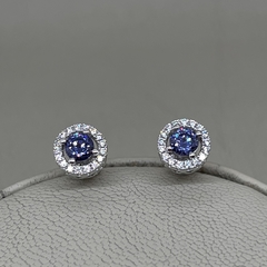 Aros Roseta Amatistas y Cubics en Plata 925 B.EA - comprar online