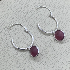 Aros Argollas Cubanas en Plata 925 con Rubíes 15mm en internet