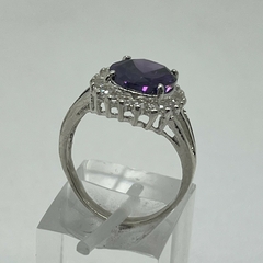 Gran Anillo Roseta en Plata 925 con Amatista y cubics B.RM - tienda online