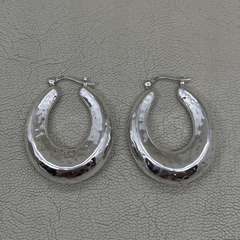 Aros Argollas Plata 925 grandes Ovales Martelé - tienda online