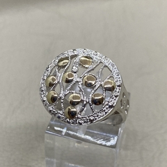 Anillo en Plata 925 y Oro redondo grande en internet