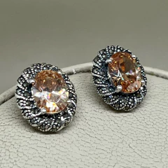 Aros Ovales en plata 925 con topacios y marquesitas PN.RP