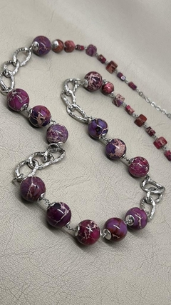Importante Collar Sautour en Plata 925 rodinada y Jaspes imperiales UM.EA - Montecassiano Joyas
