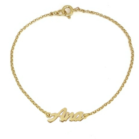 pulseira com nome dourado