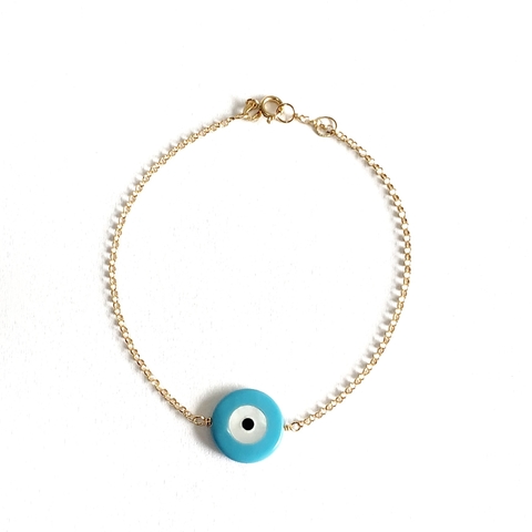 Pulseira olho grego turquesa  - Dourado