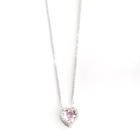 Colar coração rosa