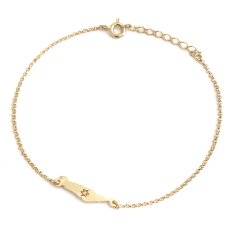 Pulseira Mapa Israel dourado - PARTE DA RENDA REVERTIDA PARA ISRAEL