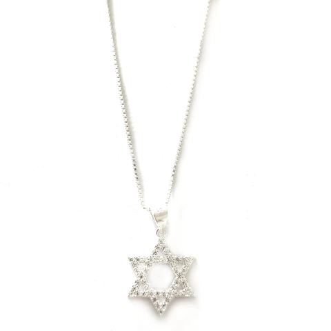 Colar Estrela de David cravejado