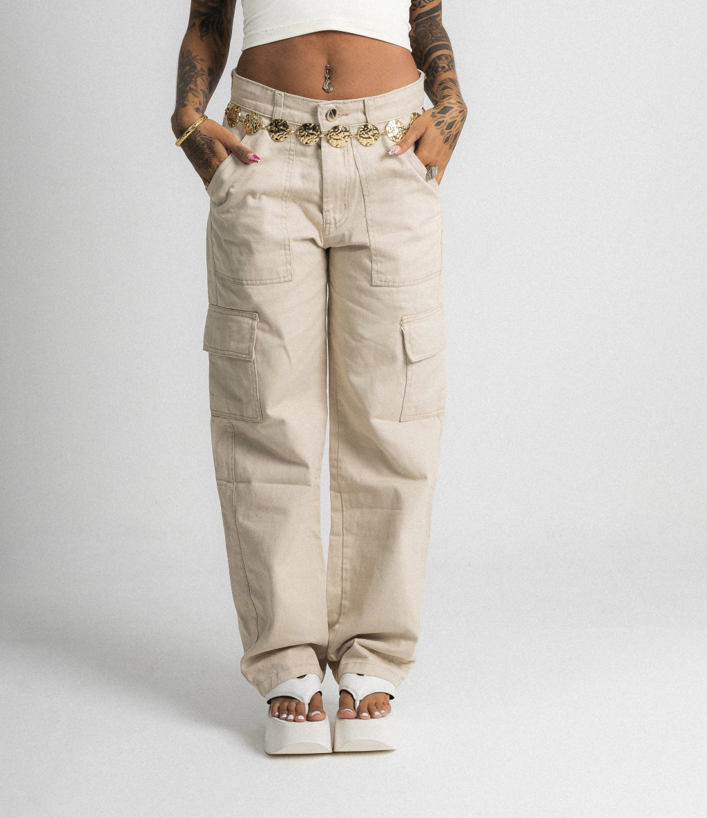 Calça cargo crepe