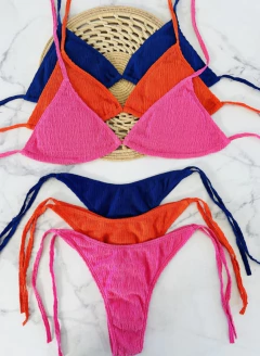 Bikini básica bambula rosa-naranja-azul - comprar online