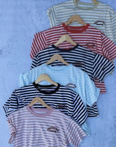 Remera rayada california bordada - comprar online