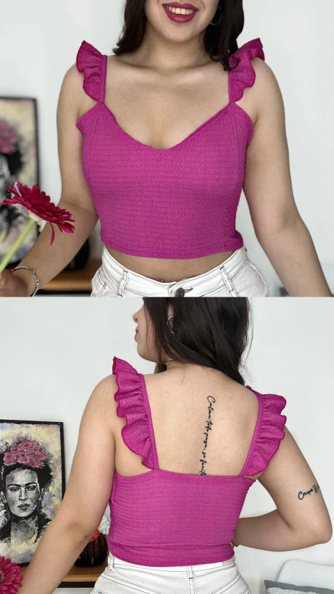 Top hawai tira con volados