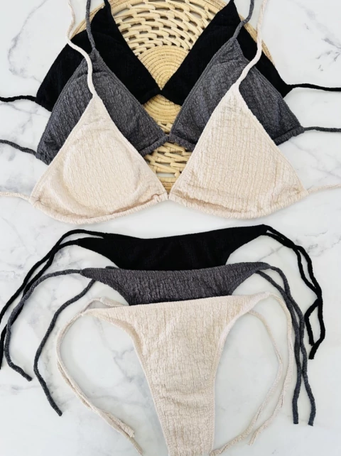 Bikini bambula basica gris-beige-negro
