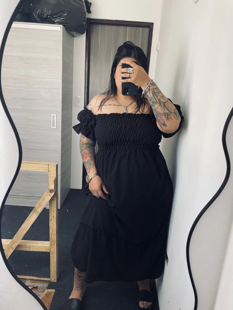 Vestido largo frunce NEGRO