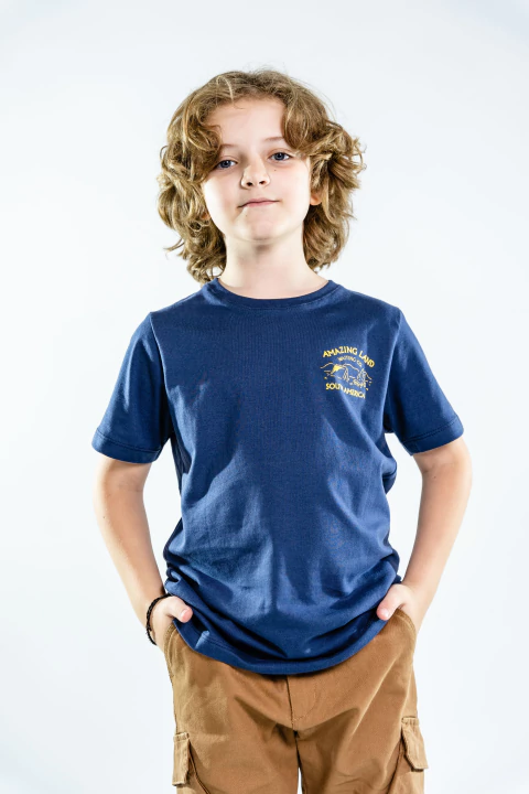 REMERA M/C ESTAMPA ESPALDA SOUTH AMERICA AZUL - 537N - comprar online