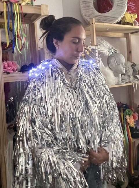 Chaqueta mangas largas plata Led