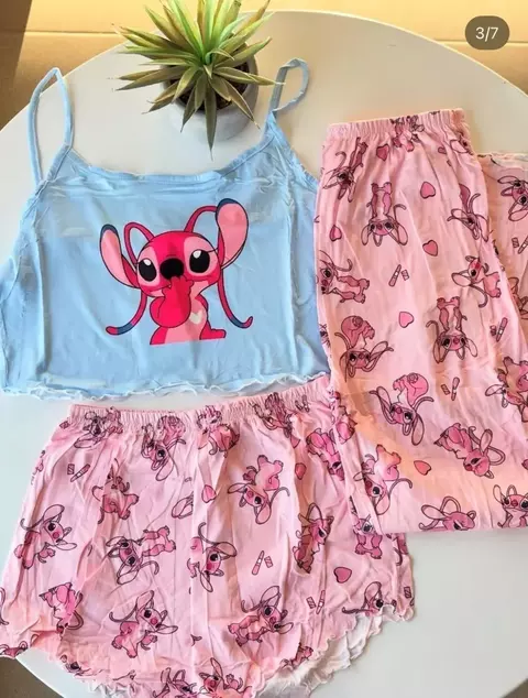 PIJAMA TOP+SHORT+PANT 3 PIEZAS ART 080 - comprar online
