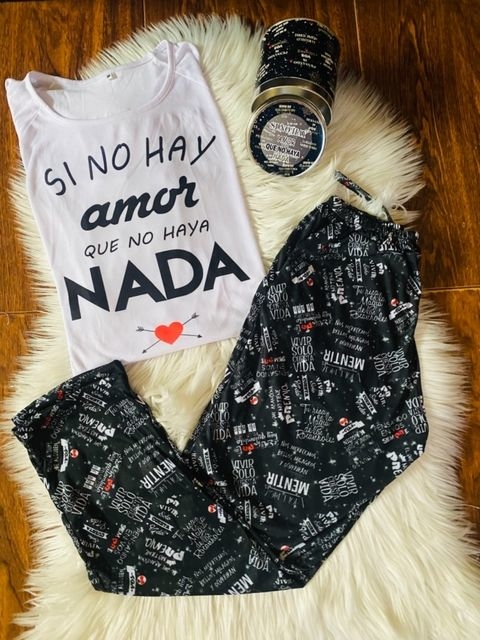 [LARGO] PIJAMA - cod 329 SI NO HAY AMOR QUE NO HAYA NADA - - comprar online