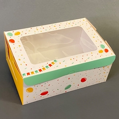 CAJA PARA DESAYUNO Y MERIENDA DISEÑO GLOBOS 24x24x10,5