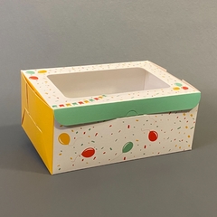 CAJA PARA DESAYUNO Y MERIENDA DISEÑO GLOBOS 23,5X16X10 en internet