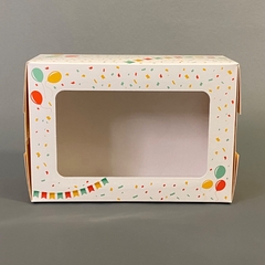 CAJA PARA DESAYUNO Y MERIENDA DISEÑO GLOBOS 24x24x10,5 - De Cosas Lindas Pack