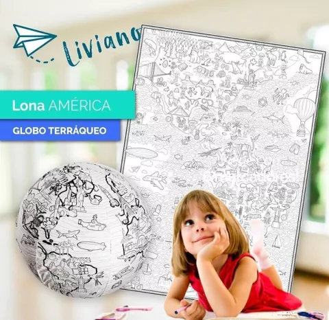Combo Lona Grande + Globo Terráqueo Grande - comprar online