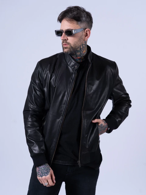 Campera Bomber de cuero - comprar online