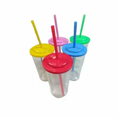 Vaso Plastico GLITTER 500cc con tapa y sorbete x 10 unid - comprar online