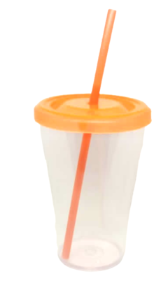 Imagen de Vaso Acrilico 475cc con tapa y sorbete x 10 unid