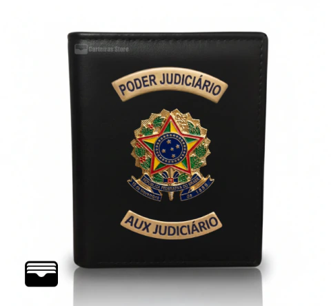 Carteira porta funcional em couro Poder Judiciário Auxiliar (Rep)