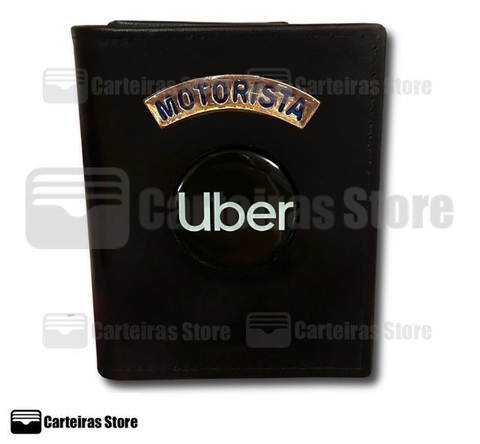 Carteira modelo cheque em couro Uber Motorista (Logo Uber)