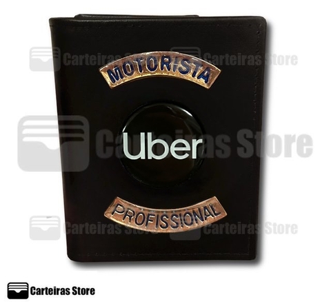 Carteira modelo cheque em couro Uber Motorista Profissional (Logo Uber)