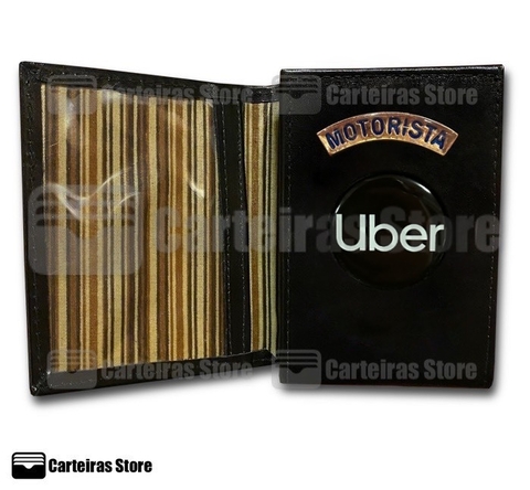Carteira compacta em couro Uber Motorista (Logo Uber)
