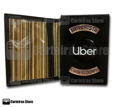 Carteira compacta em couro Uber Motorista Profissional (Logo Uber)