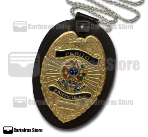 Distintivo em couro Perito Particular (Brasão Americano)