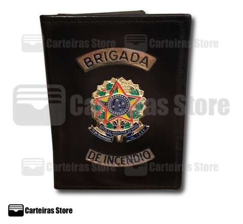 Carteira porta funcional em couro Brigada de Incêndio (Brasão República)
