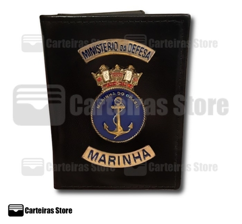 Carteira porta funcional em couro Ministério da Defesa Marinha (Brasão Marinha) (Capa Brasão Metal)