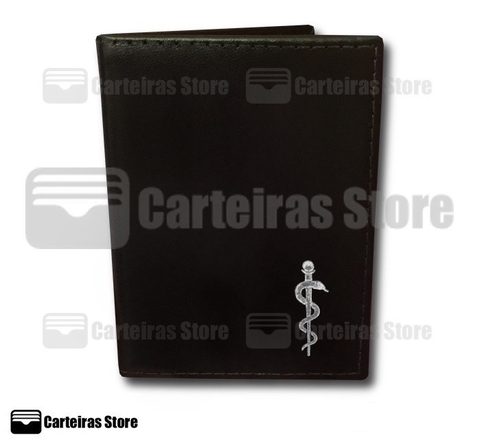 Carteira porta Documento em couro Medicina (Logo Prateado)