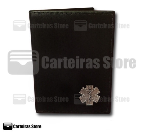 Carteira porta Documento em couro Samu (Logo Prateado)