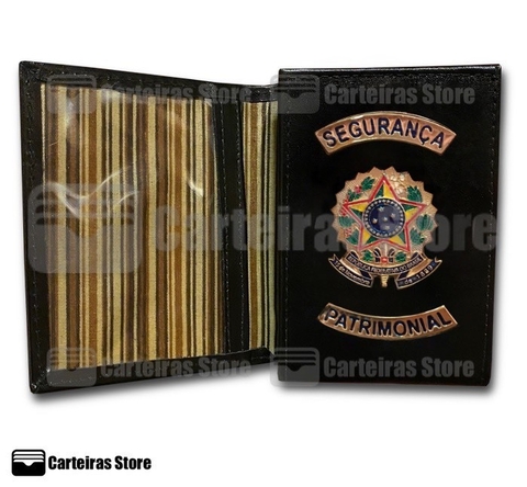Carteira compacta em couro Segurança Patrimonial (Brasão República)